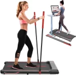 Superjoe Walking Pad Treadmill Under Desk 2 in 1 with Remote Control & Removable Handrails, Under Desk Treadmills for Home Exercise, Walking Running Jogging Machine LED Display Free Installation, Red - Image 2