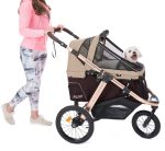Jogging Sports Stroller with Comfort Rubber Wheels/Zipper-Less Entry/1-Hand Quick Fold/Aluminum Frame for Small/Medium Dogs, Cats and Pets (Green Camo) - Image 4