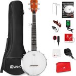 String Banjo 26 Inch, MINI Travel Banjo, Banjo Beginner Kit with Remo Head, Open Back & Closed Solid Back with beginner Kit, Comfortable Carrying Bag