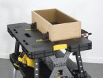 Keter ?C 197283 Folding Table Work Bench for Miter Saw Stand, Woodworking Tools and Accessories with Included 12 Inch Wood Clamps ?C Easy Garage Storage Black/Yellow - Image 3