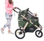 Jogging Sports Stroller with Comfort Rubber Wheels/Zipper-Less Entry/1-Hand Quick Fold/Aluminum Frame for Small/Medium Dogs, Cats and Pets (Green Camo) - Image 2