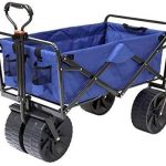 Mac Sports Heavy Duty Collapsible Folding All Terrain Utility Beach Wagon Cart, Blue/Black
