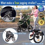 Jogging Sports Stroller with Comfort Rubber Wheels/Zipper-Less Entry/1-Hand Quick Fold/Aluminum Frame for Small/Medium Dogs, Cats and Pets (Green Camo) - Image 3